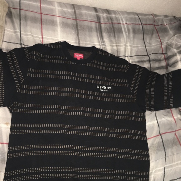 Men's Supreme Dash Stripe Crewneck Men's Supreme Dash Stripe Crewneck